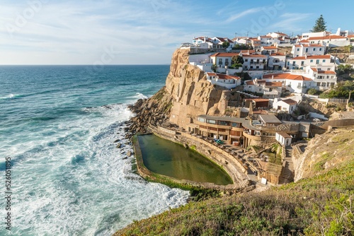 Beautiful shot of the oceanic pool in the village of Azenhas do Mar in Sintra, Portugal photo