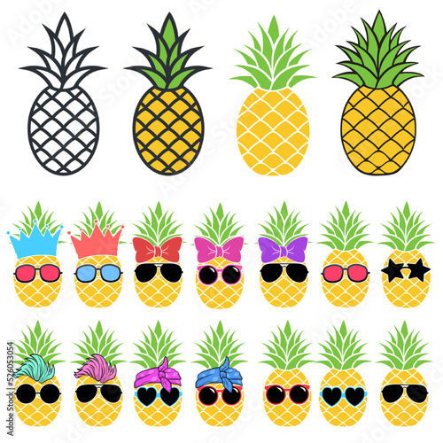 Pineapple icon. Tropical fruits for healthy. Vector illustration.