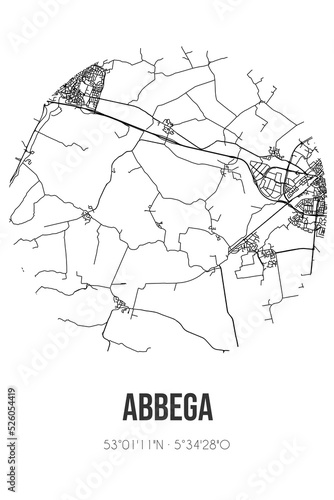 Abstract street map of Abbega located in Fryslan municipality of Sudwest-Fryslan. City map with lines photo