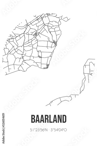 Abstract street map of Baarland located in Zeeland municipality of Borsele. City map with lines photo