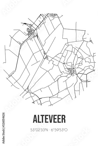 Abstract street map of Alteveer located in Groningen municipality of Stadskanaal. City map with lines