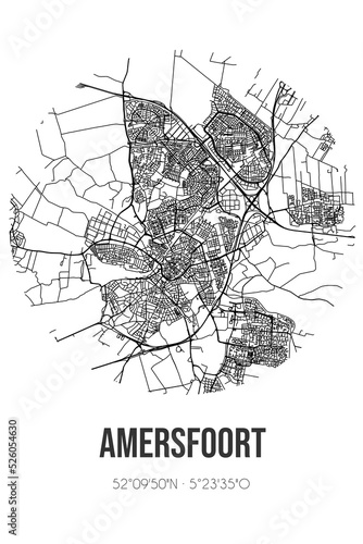 Canvastavla Abstract street map of Amersfoort located in Utrecht municipality of Amersfoort