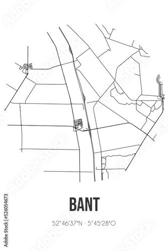 Abstract street map of Bant located in Flevoland municipality of Noordoostpolder. City map with lines photo
