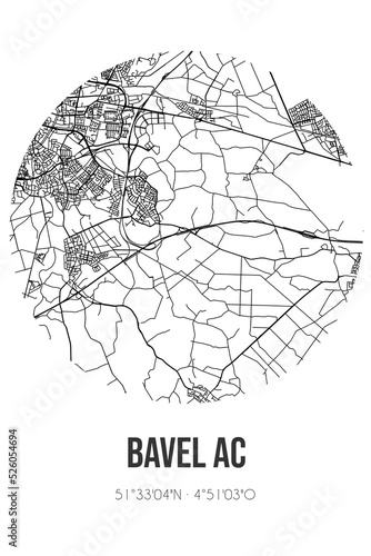 Abstract street map of Bavel AC located in Noord-Brabant municipality of Alphen-Chaam. City map with lines