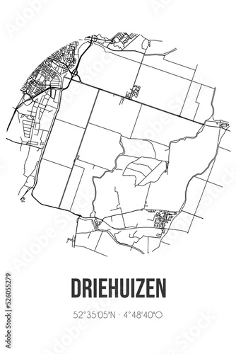 Abstract street map of Driehuizen located in Noord-Holland municipality of Alkmaar. City map with lines photo