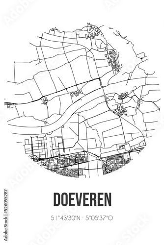 Abstract street map of Doeveren located in Noord-Brabant municipality of Heusden. City map with lines photo