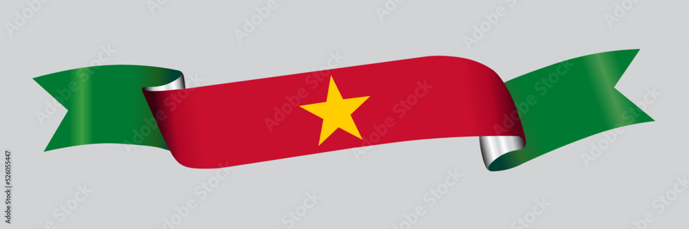 3D Flag of Suriname on a fabric ribbon. 3D Flag of Suriname on a fabric ribbon.