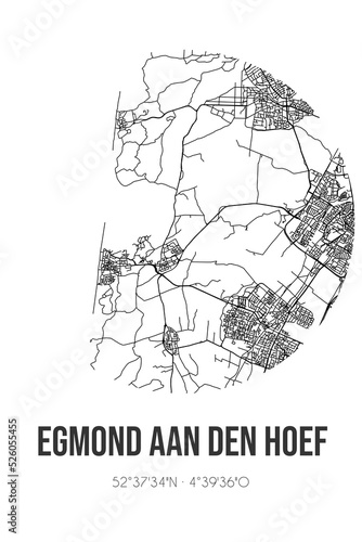 Abstract street map of Egmond aan den Hoef located in Noord-Holland municipality of Bergen NH. . City map with lines