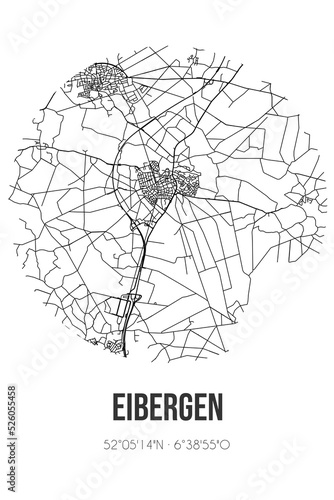 Abstract street map of Eibergen located in Gelderland municipality of Berkelland. City map with lines photo