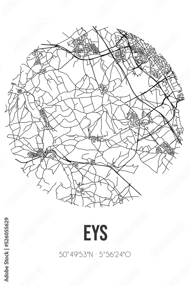 Abstract street map of Eys located in Limburg municipality of Gulpen-Wittem. City map with lines Abstract street map of Eys located in Limburg municipality of Gulpen-Wittem. City map with lines