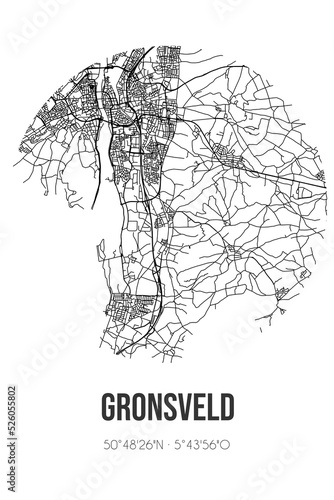 Abstract street map of Gronsveld located in Limburg municipality of Eijsden-Margraten. City map with lines photo
