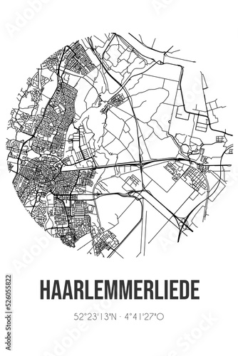 Abstract street map of Haarlemmerliede located in Noord-Holland municipality of Haarlemmermeer. City map with lines photo