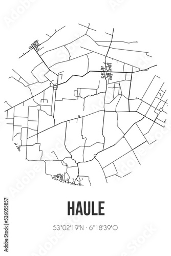 Abstract street map of Haule located in Fryslan municipality of Ooststellingwerf. City map with lines photo