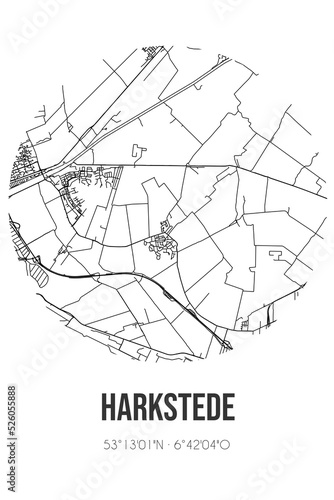 Abstract street map of Harkstede located in Groningen municipality of Midden-Groningen. City map with lines photo