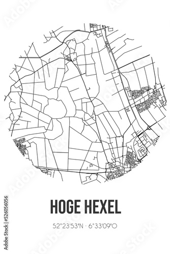 Abstract street map of Hoge Hexel located in Overijssel municipality of Wierden. City map with lines photo