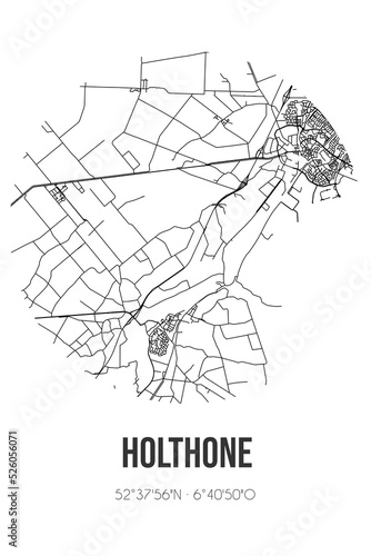 Abstract street map of Holthone located in Overijssel municipality of Hardenberg. City map with lines