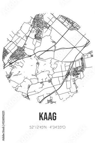 Abstract street map of Kaag located in Zuid-Holland municipality of Kaag en Braassem. City map with lines photo
