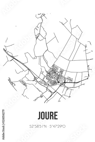 Abstract street map of Joure located in Fryslan municipality of De Fryske Marren. City map with lines photo