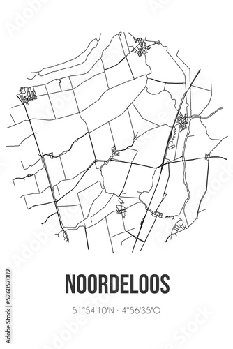 Abstract street map of Noordeloos located in Zuid-Holland municipality of Molenlanden. City map with lines photo