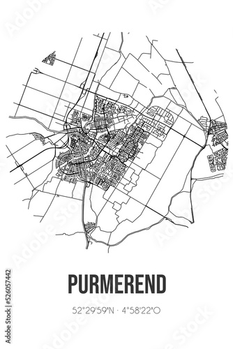 Abstract street map of Purmerend located in Noord-Holland municipality of Purmerend. City map with lines photo