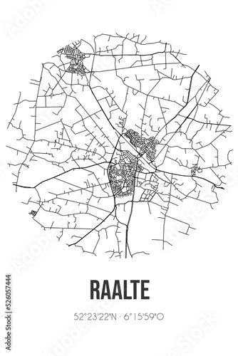 Abstract street map of Raalte located in Overijssel municipality of Raalte. City map with lines photo