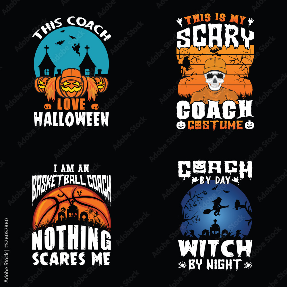 Halloween coach t-shirt design bundle