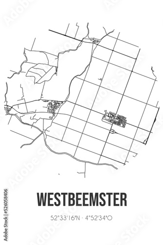 Abstract street map of Westbeemster located in Noord-Holland municipality of Beemster. City map with lines photo