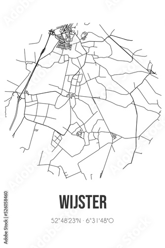 Abstract street map of Wijster located in Drenthe municipality of Midden-Drenthe. City map with lines