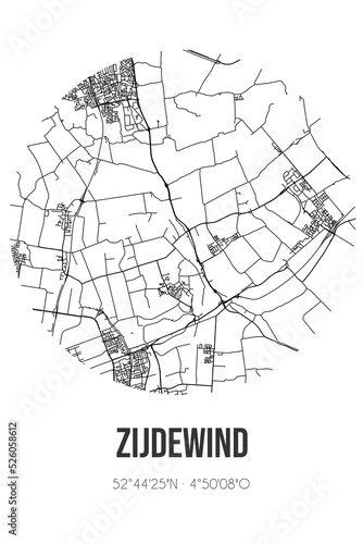 Abstract street map of Zijdewind located in Noord-Holland municipality of Hollands Kroon. City map with lines