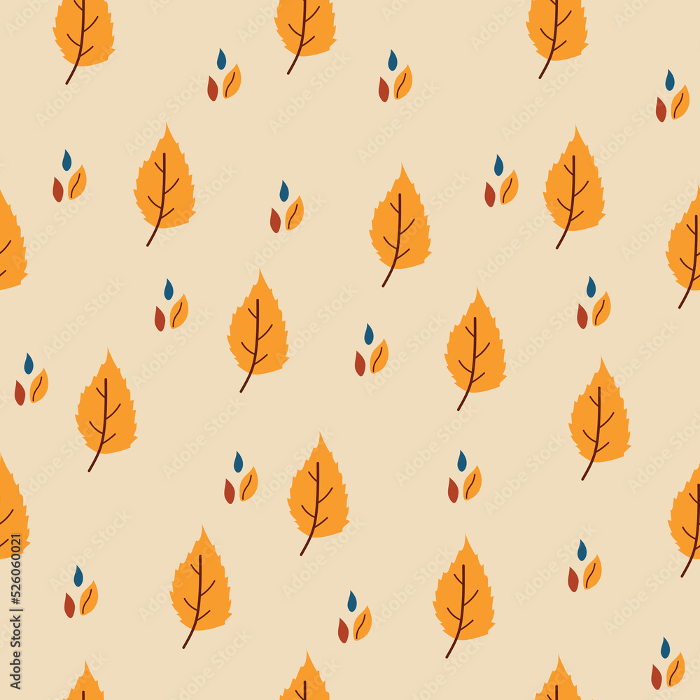 Vector abstract seamless pattern of autumnal leaves.