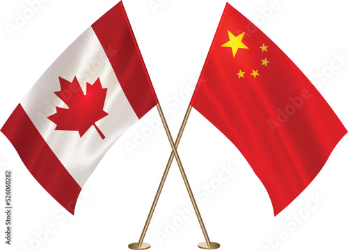 Canada,China flag together.Canadian,Chinese flag together