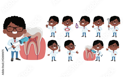 Dentist character and dental care concept