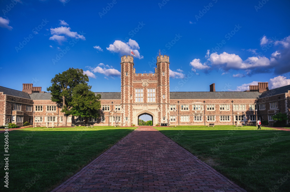 St. Louis, Missouri - 08.22.2021 - Brookings Hall on the Danforth Campus of Washington University in St. Louis.