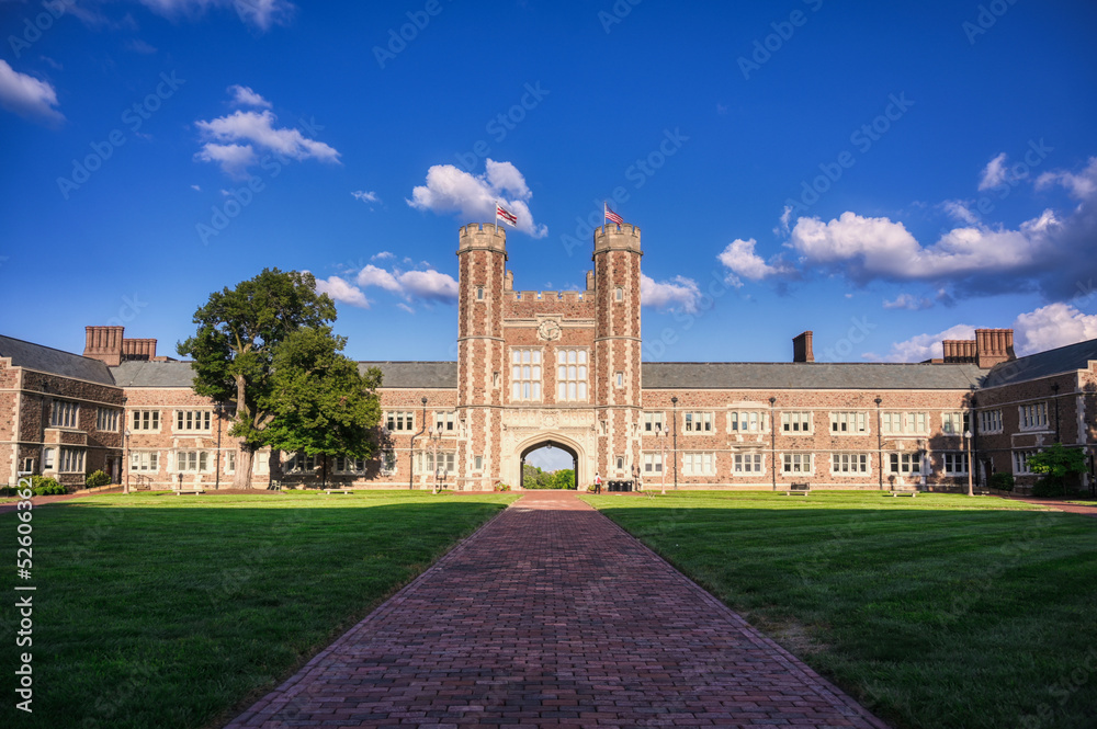 St. Louis, Missouri - 08.22.2021 - Brookings Hall on the Danforth Campus of Washington University in St. Louis.