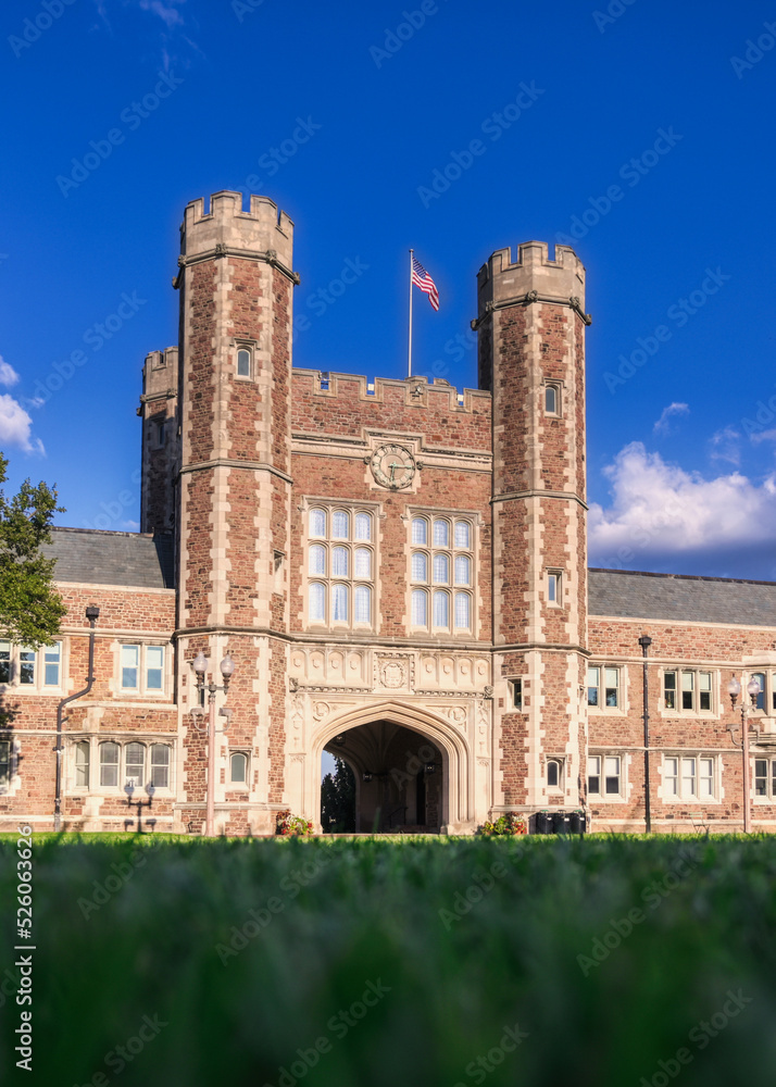 St. Louis, Missouri - 08.22.2021 - Brookings Hall on the Danforth Campus of Washington University in St. Louis.