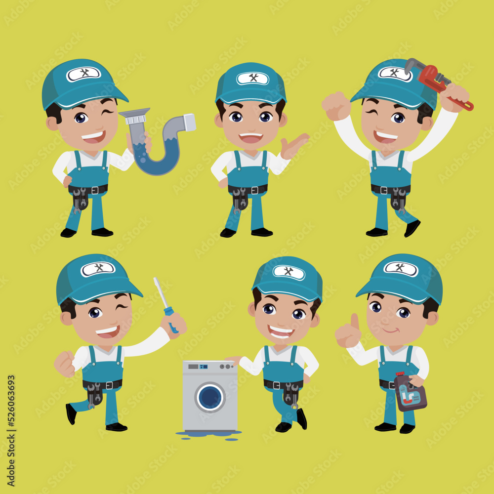 Plumber character with different poses