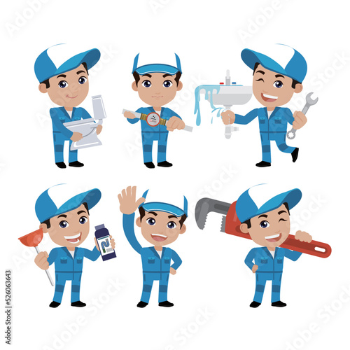 Plumber character with different poses