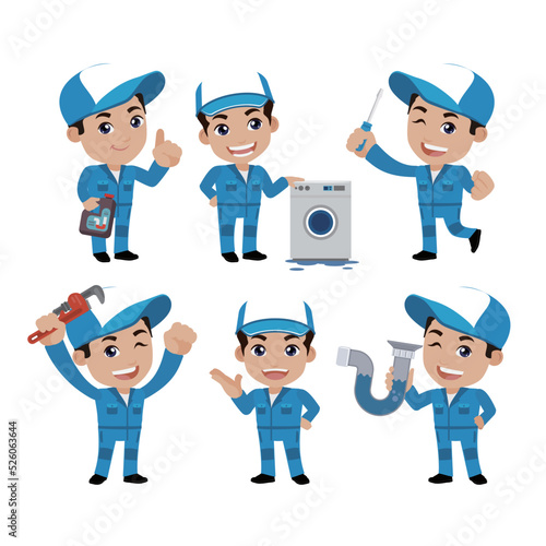 Plumber character with different poses