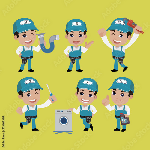 Plumber character with different poses
