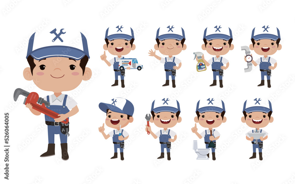 Plumber character with different poses Plumber character with different poses