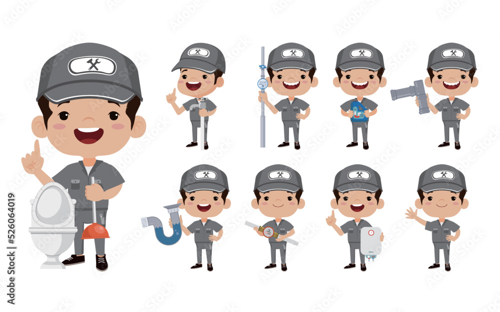 Plumber character with different poses