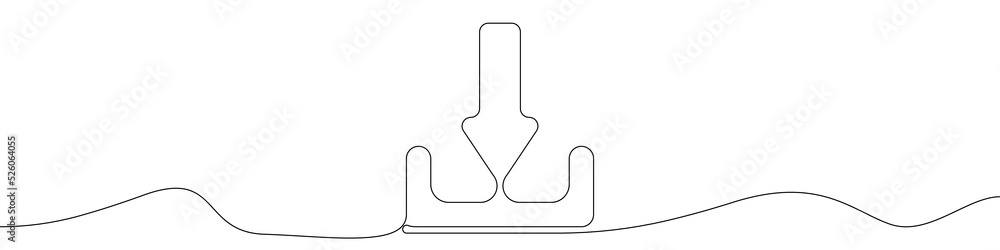Download icon line continuous drawing vector. One line Download icon vector background. Download. Continuous outline of a Download icon. Download icon line continuous drawing vector. One line Download icon vector background. Download. Continuous outline of a Download icon.