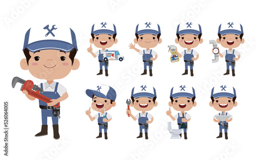 Plumber character with different poses