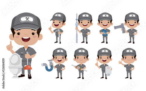 Plumber character with different poses