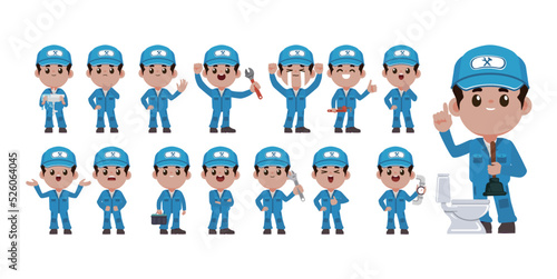 Plumber character with different poses