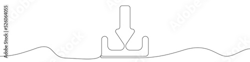Download icon line continuous drawing vector. One line Download icon vector background. Download. Continuous outline of a Download icon.