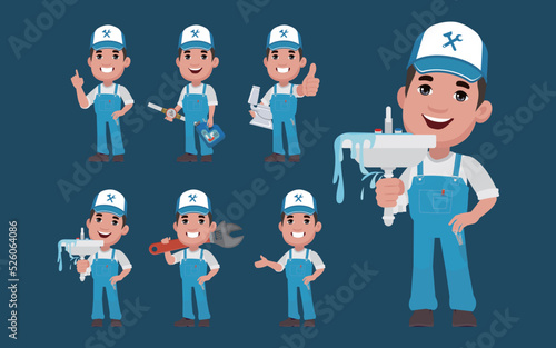 Plumber character with different poses