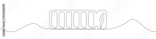 Battery icon line continuous drawing vector. One line Battery icon vector background. Battery icon. Continuous outline of a Battery icon.