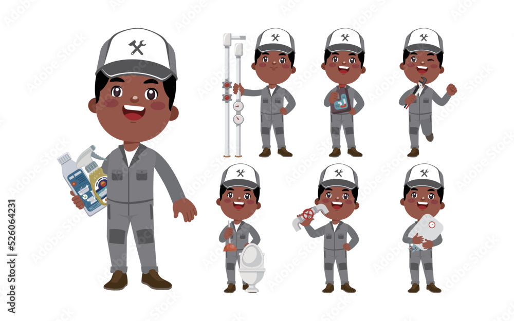 Plumber character with different poses Plumber character with different poses