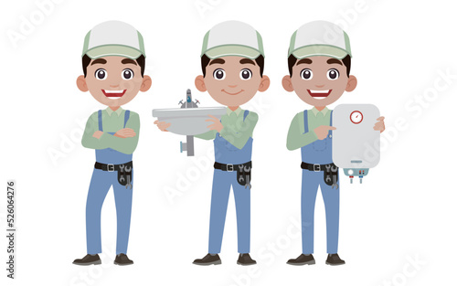Set of plumber with different poses